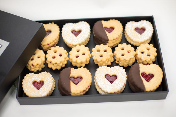 Raspberry Linzer Tarts with chocolate | Vienna Cookie Company